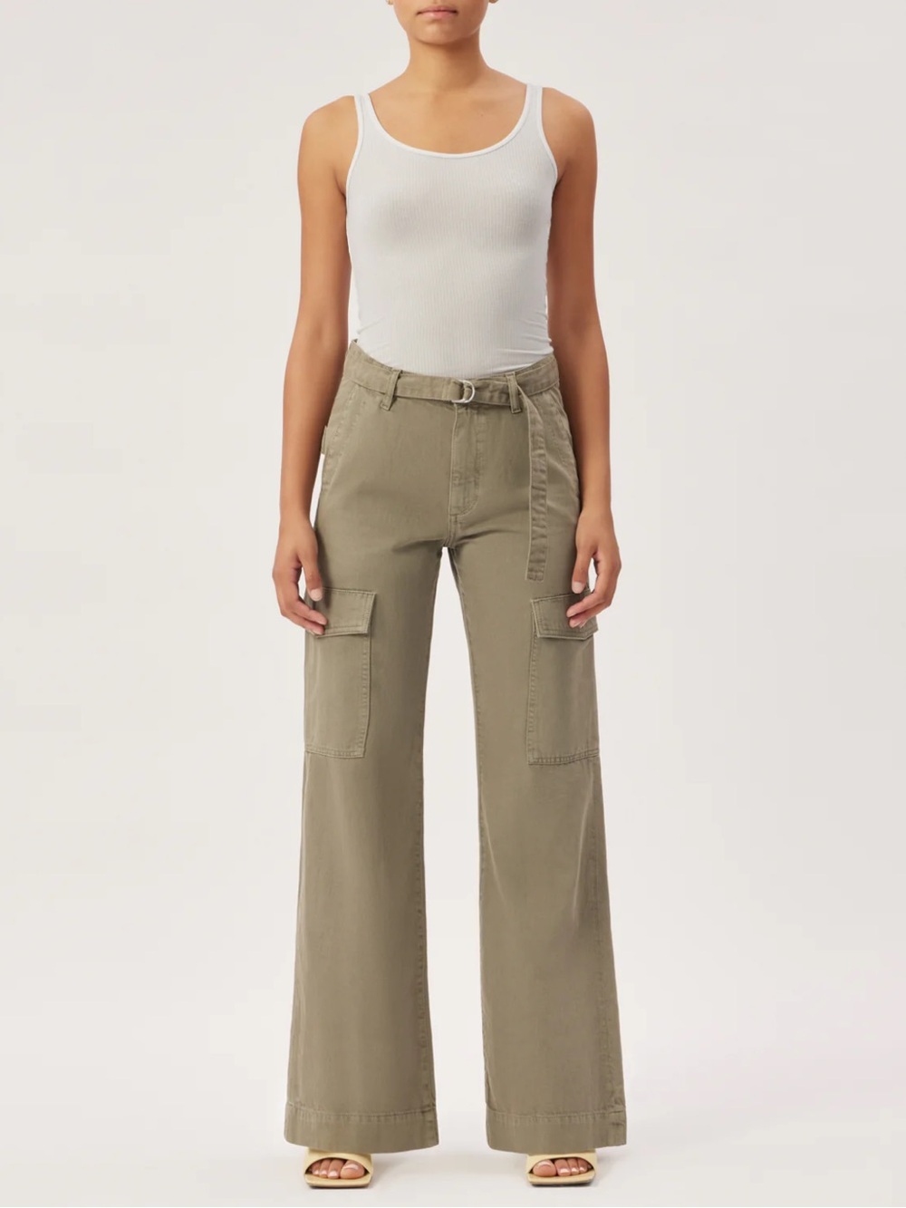 DL1961 Zoie Wide Leg Relaxed Vintage Olive Green Utility Cargo Pants Size 25